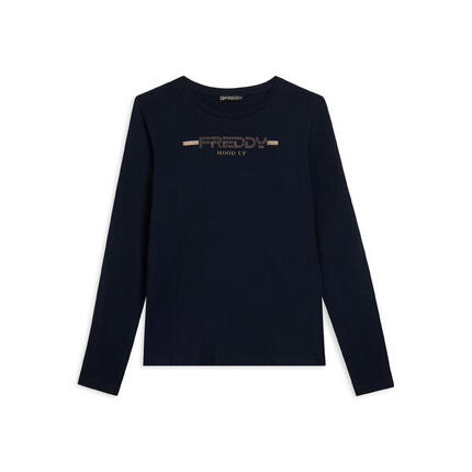 T-shirt pour femmes à manches longues avec bord arrondi