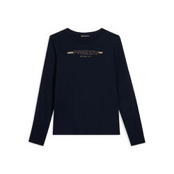 T-shirt pour femmes à manches longues avec bord arrondi