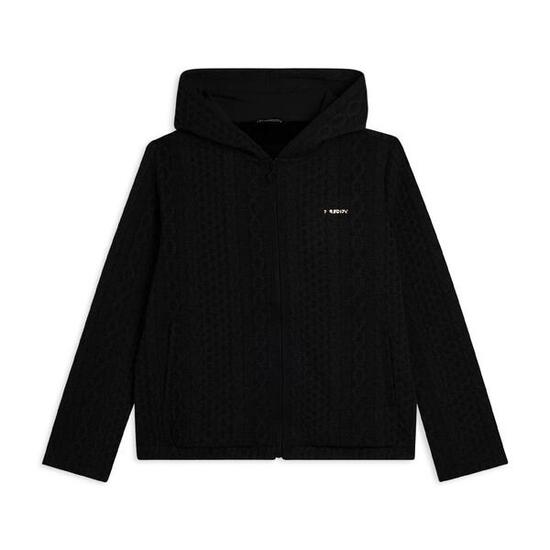 Felpa con cappuccio in tessuto tecnico a trecce