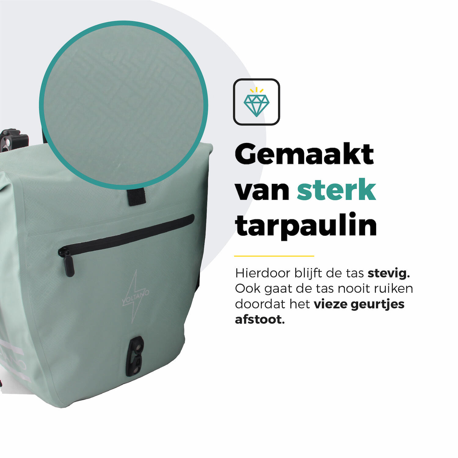 Voltano Enkele Fietstas Set E-bike - Mint Groen - 46 Liter 3/7