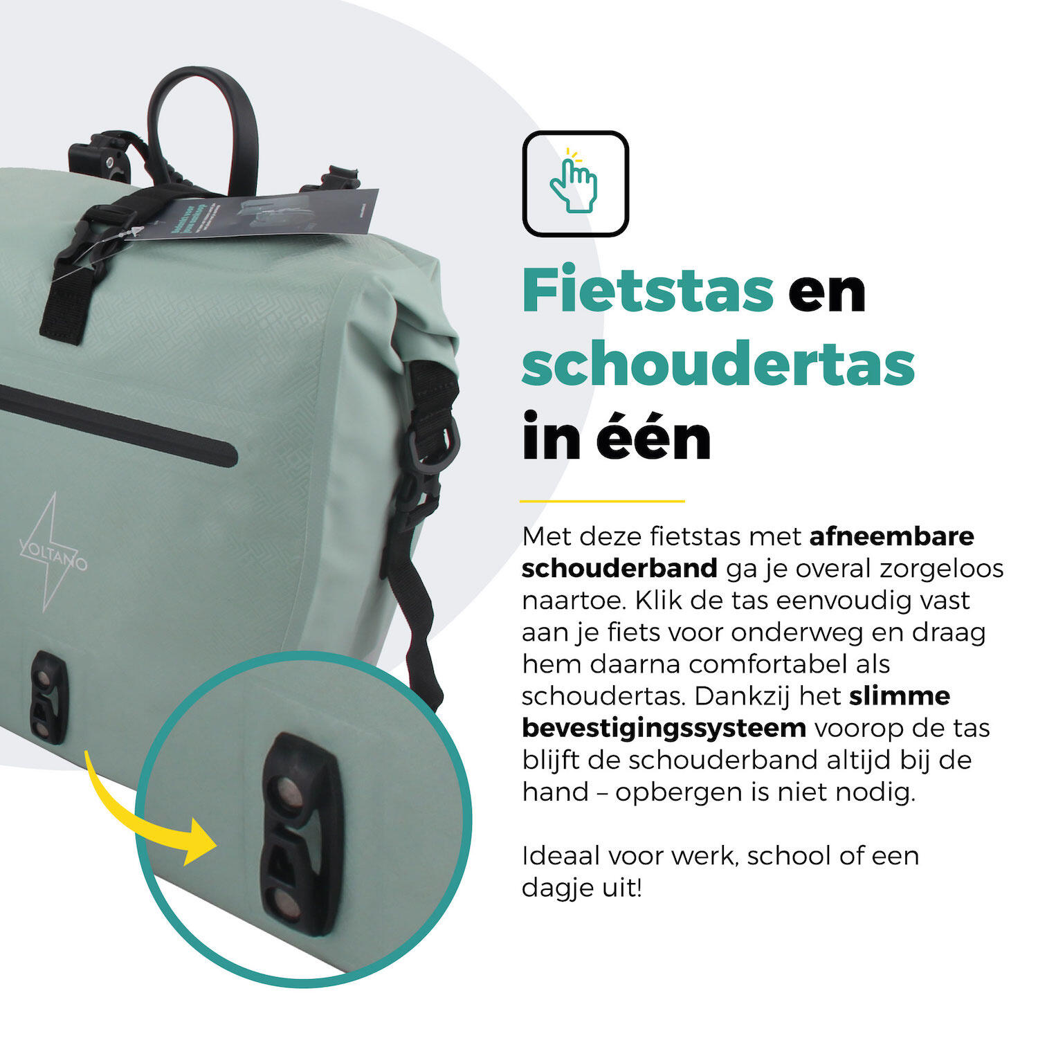 Voltano Enkele Fietstas Set E-bike - Mint Groen - 46 Liter 5/7