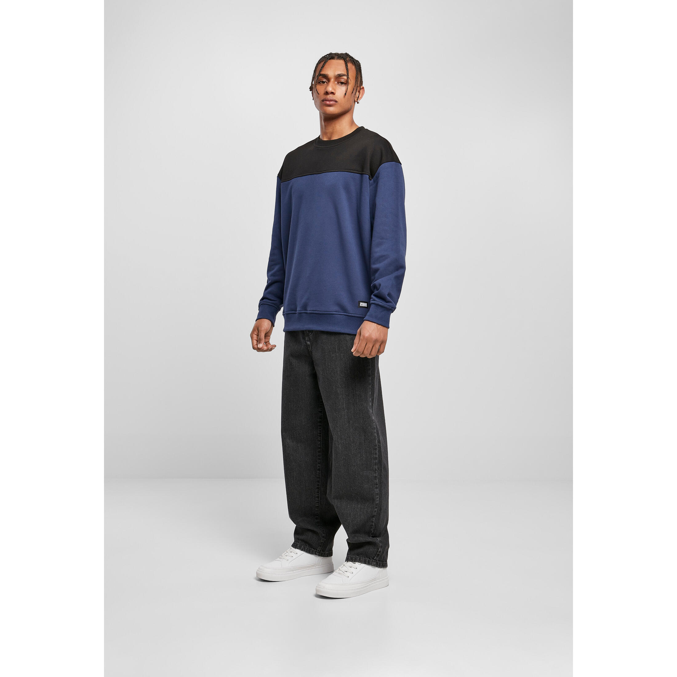 Urban Classics - Sweatshirt Col Rond Urban Classics Upper Block - Sweat-shirt - Bleu|noir - Decathlon