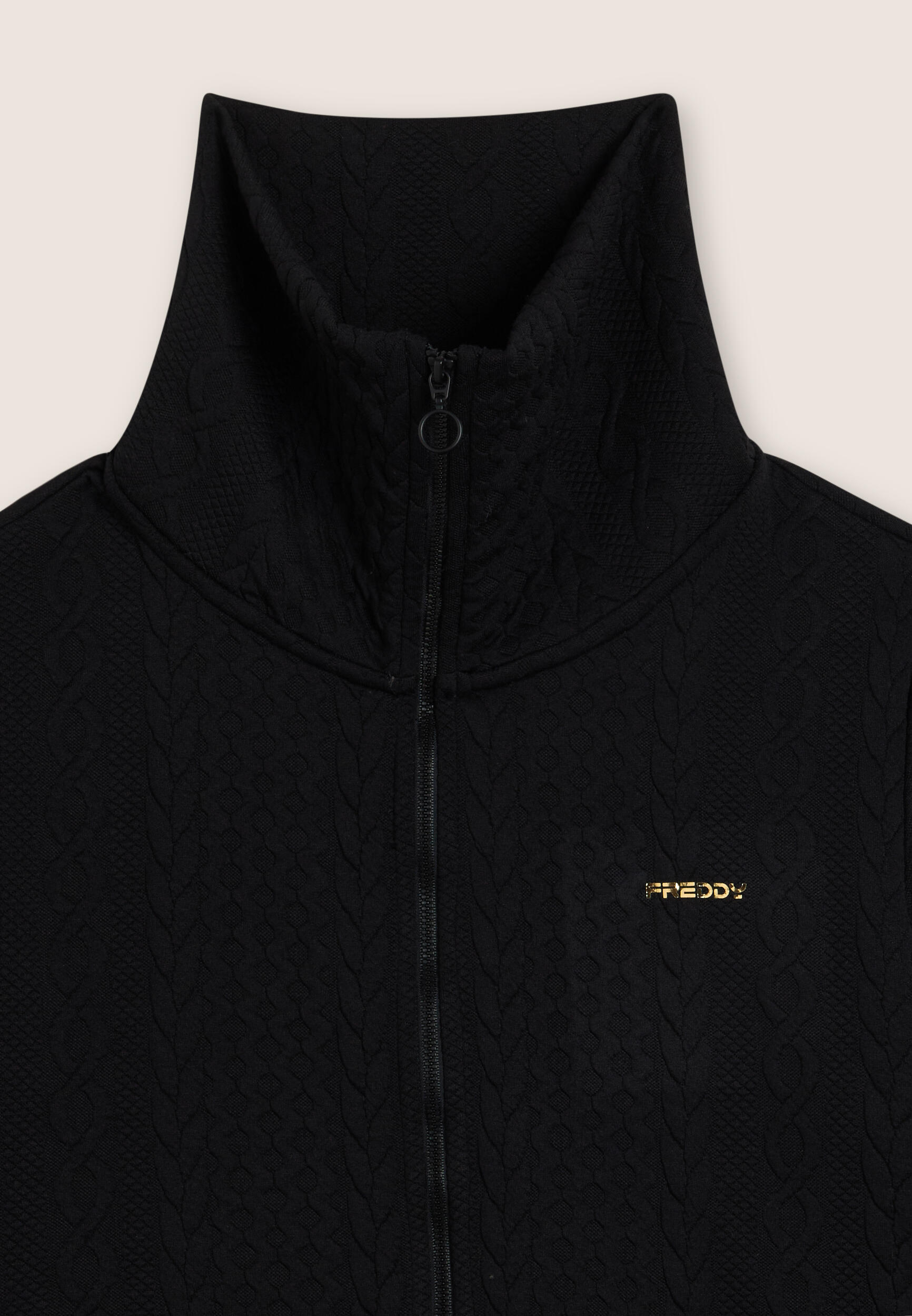 Felpa full-zip in tessuto tecnico doppio a trecce 3/3