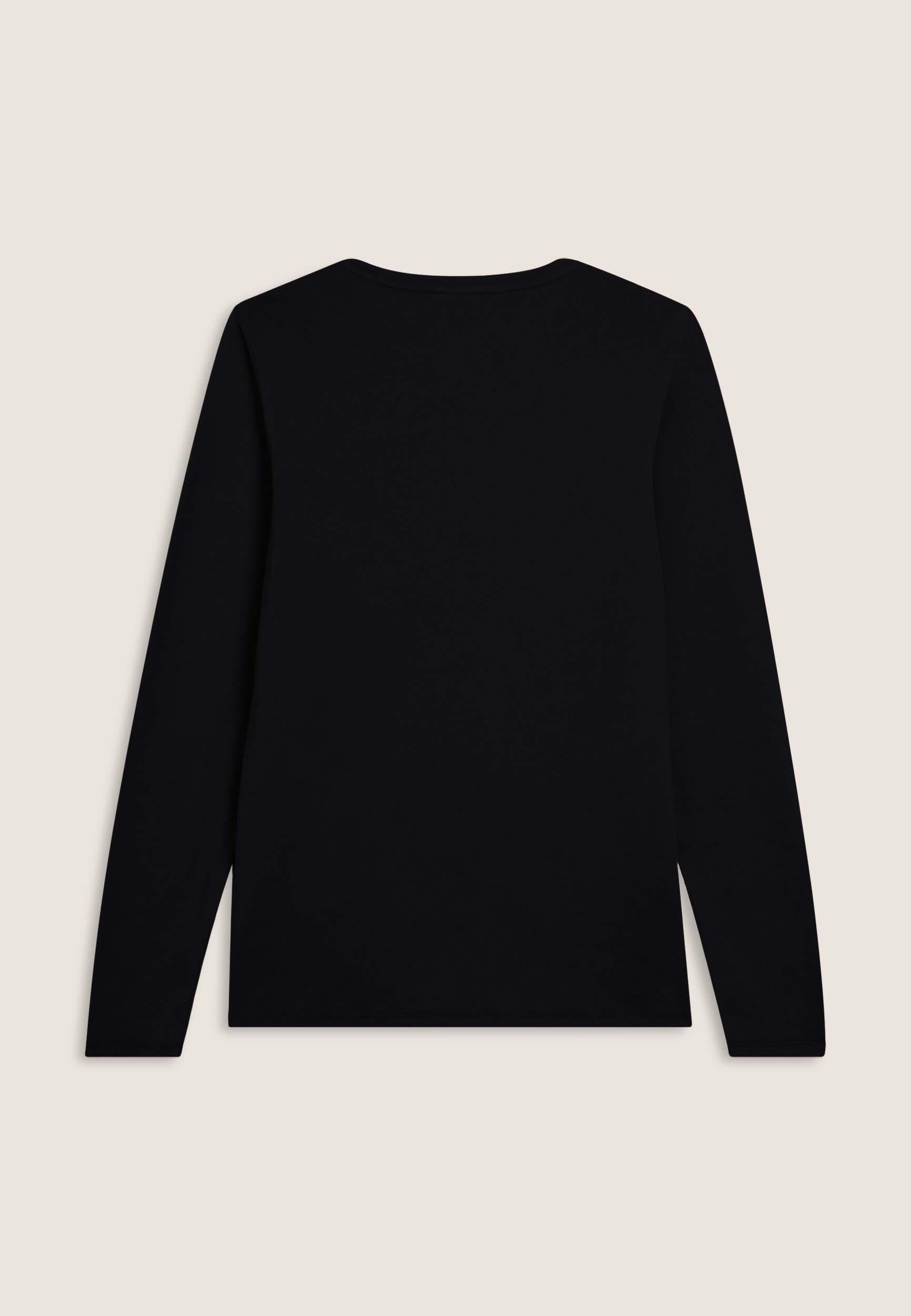 T-shirt donna a manica lunga con banda logata sulle spalle 2/3