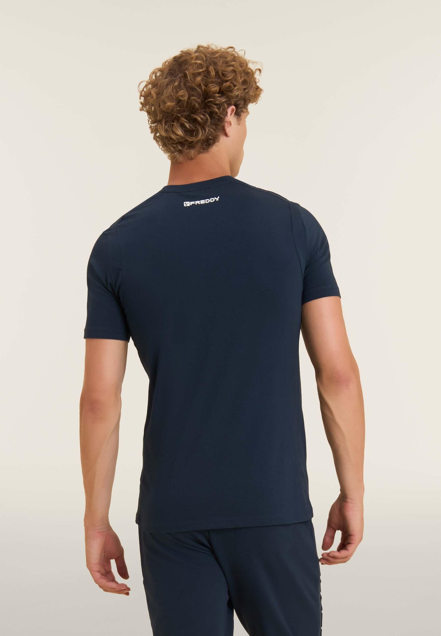 T-shirt classique avec manches raglan et double imprimé brillant 3/4