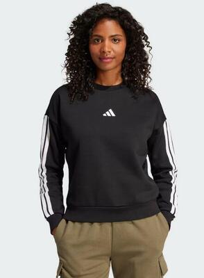 Felpa donna adidas performance essentials 3-stripes fleece - nero