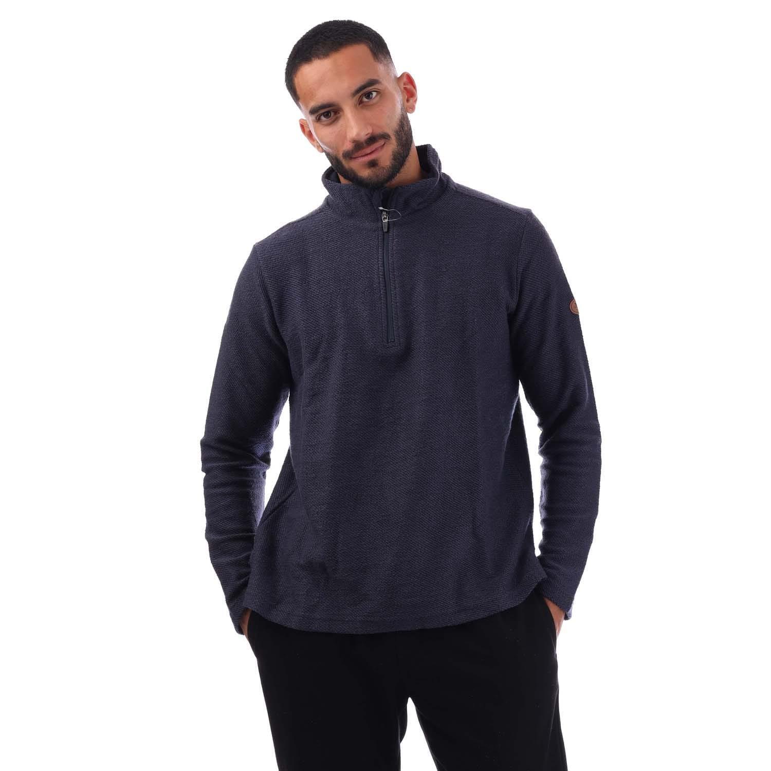 TRESPASS Mens Taddingly Half Zip Fleece Top (Navy)