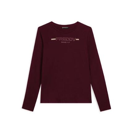 T-shirt pour femmes à manches longues avec bord arrondi