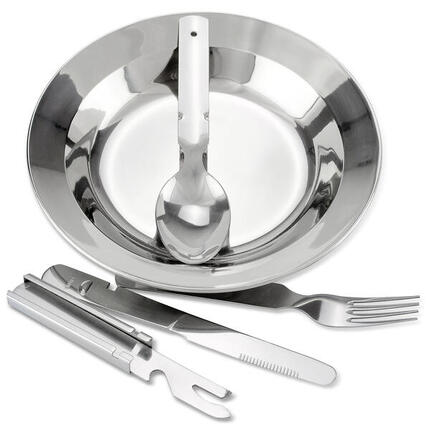 Camping-Essbesteck & tiefer Teller Set | Edelstahl | 1 Person