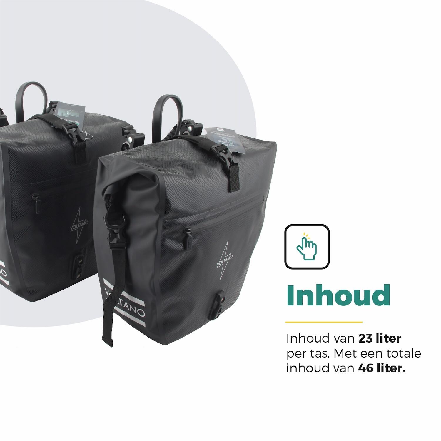 Voltano Enkele Fietstas Set E-bike - Zwart - 46 Liter 3/7