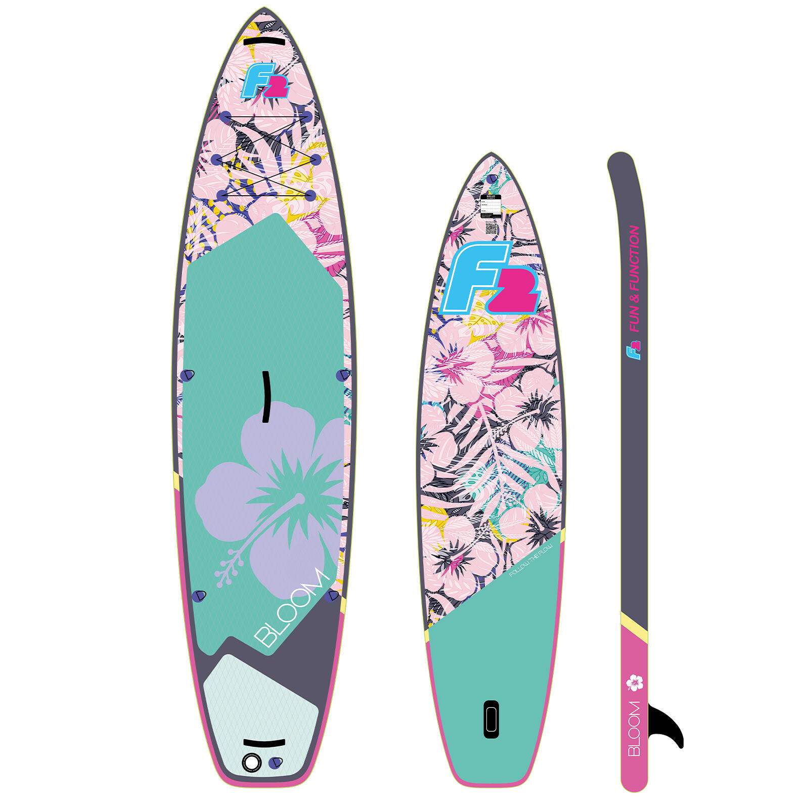 F2  SUP Stand Up Paddle Board Retro Bloom Hibiskus Damen 311cm 10,2 Multicolor 2/4