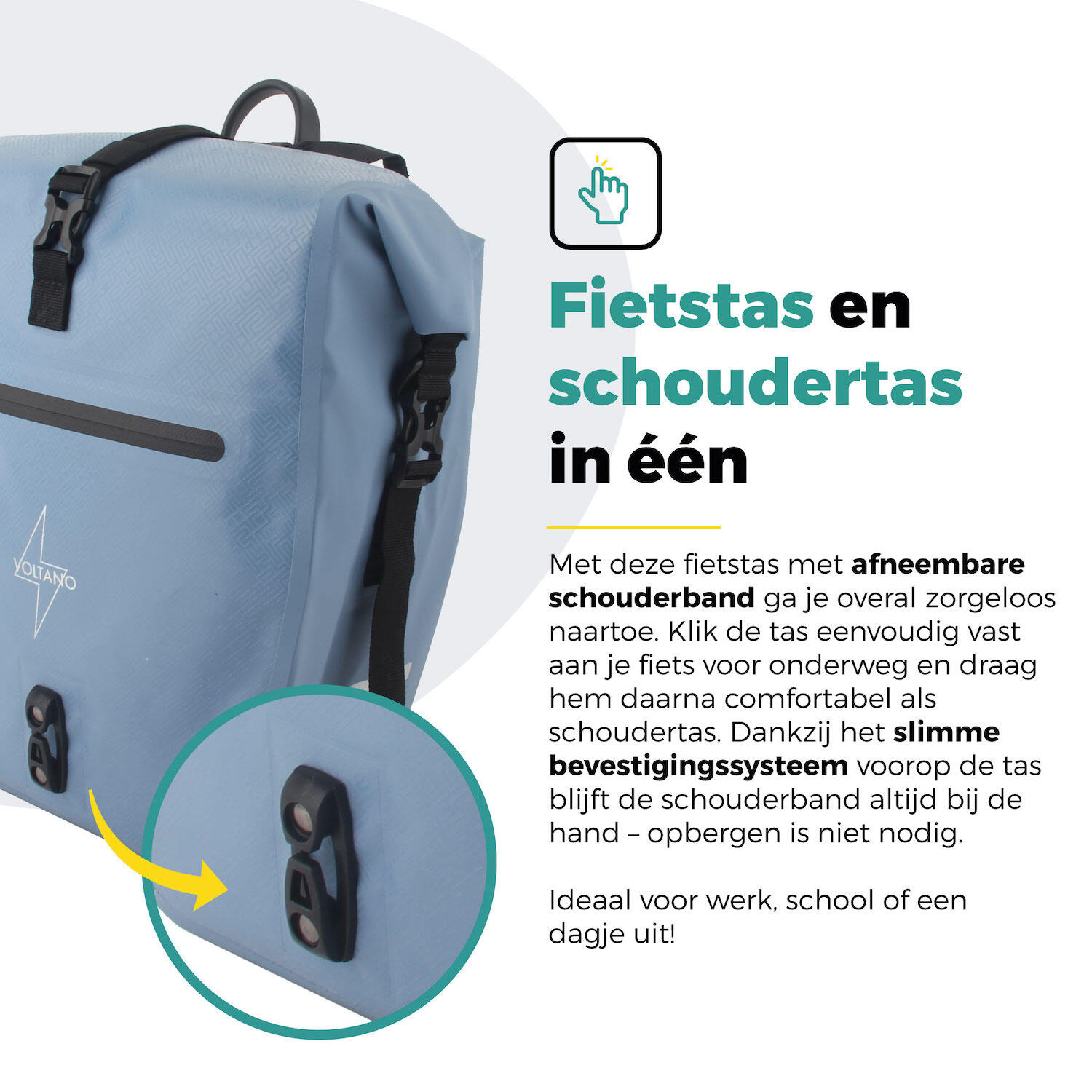 Voltano Enkele Fietstas Set E-bike - Ice Blauw - 46 Liter 3/7