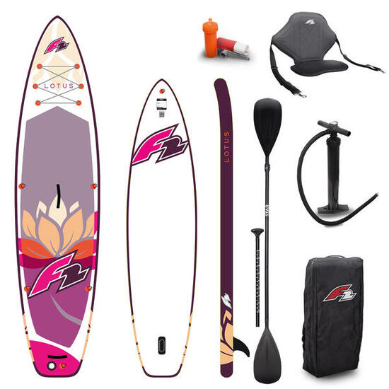 F2 Set Damen Stand Up Paddle Board Lotus Lila 10,2 + Kajak Zubehör Paket