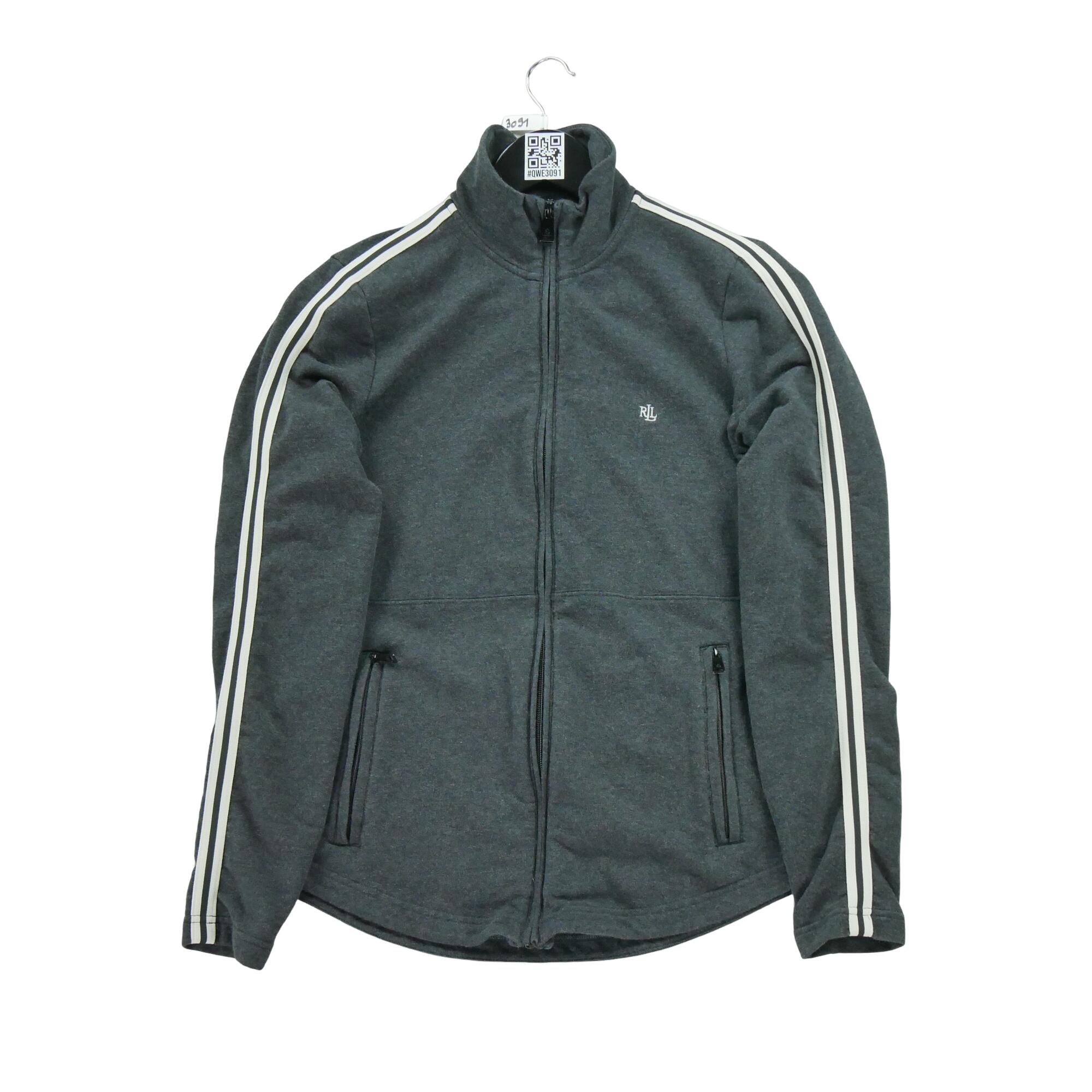 RALPH LAUREN Segunda Vida - Sweatshirt cinza com zíper completo para mulher - Como novo