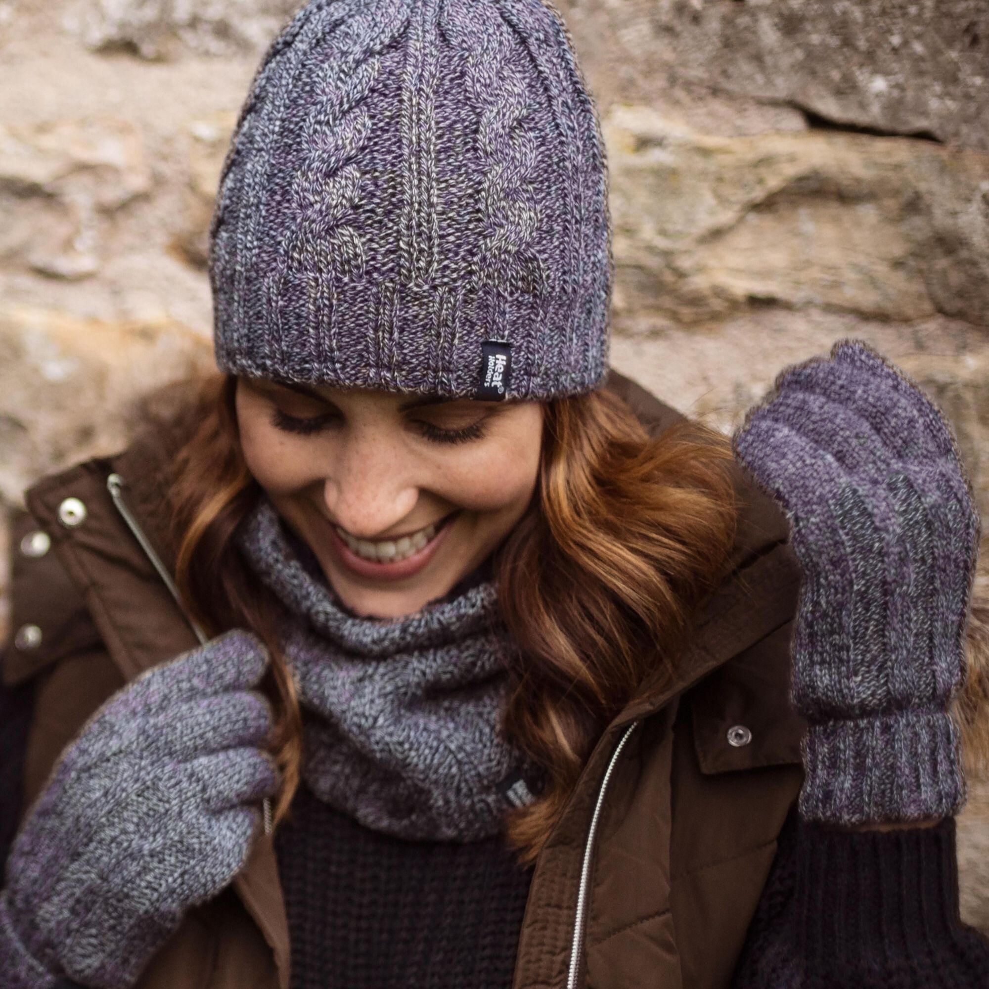 Heat Holders - Winter Mütze und Handschuhe Set Damen | Gestrickt und Warm 5/5