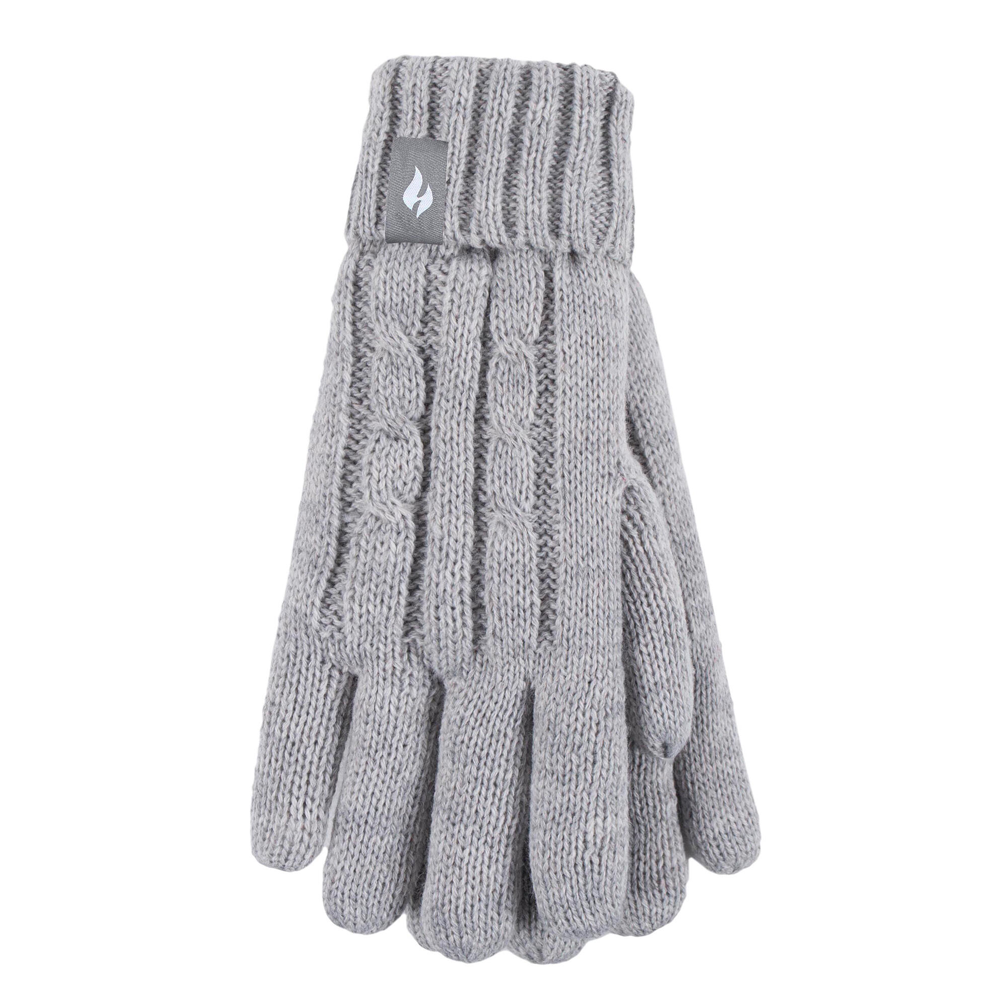Girls Cable Knit Bobble Pom Pom Thermal Hat & Gloves Set 4/4