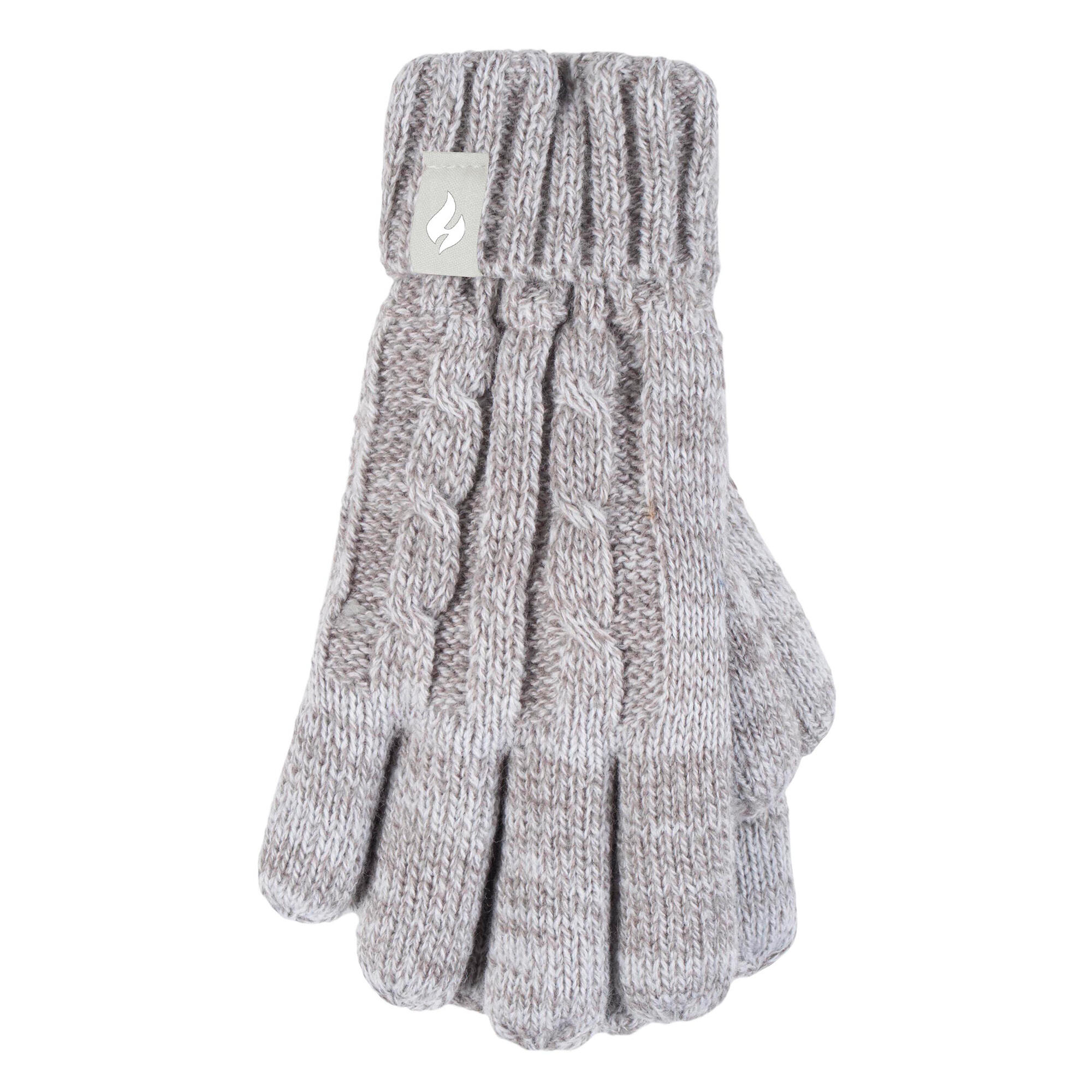 Girls Cable Knit Bobble Pom Pom Thermal Hat & Gloves Set 4/4