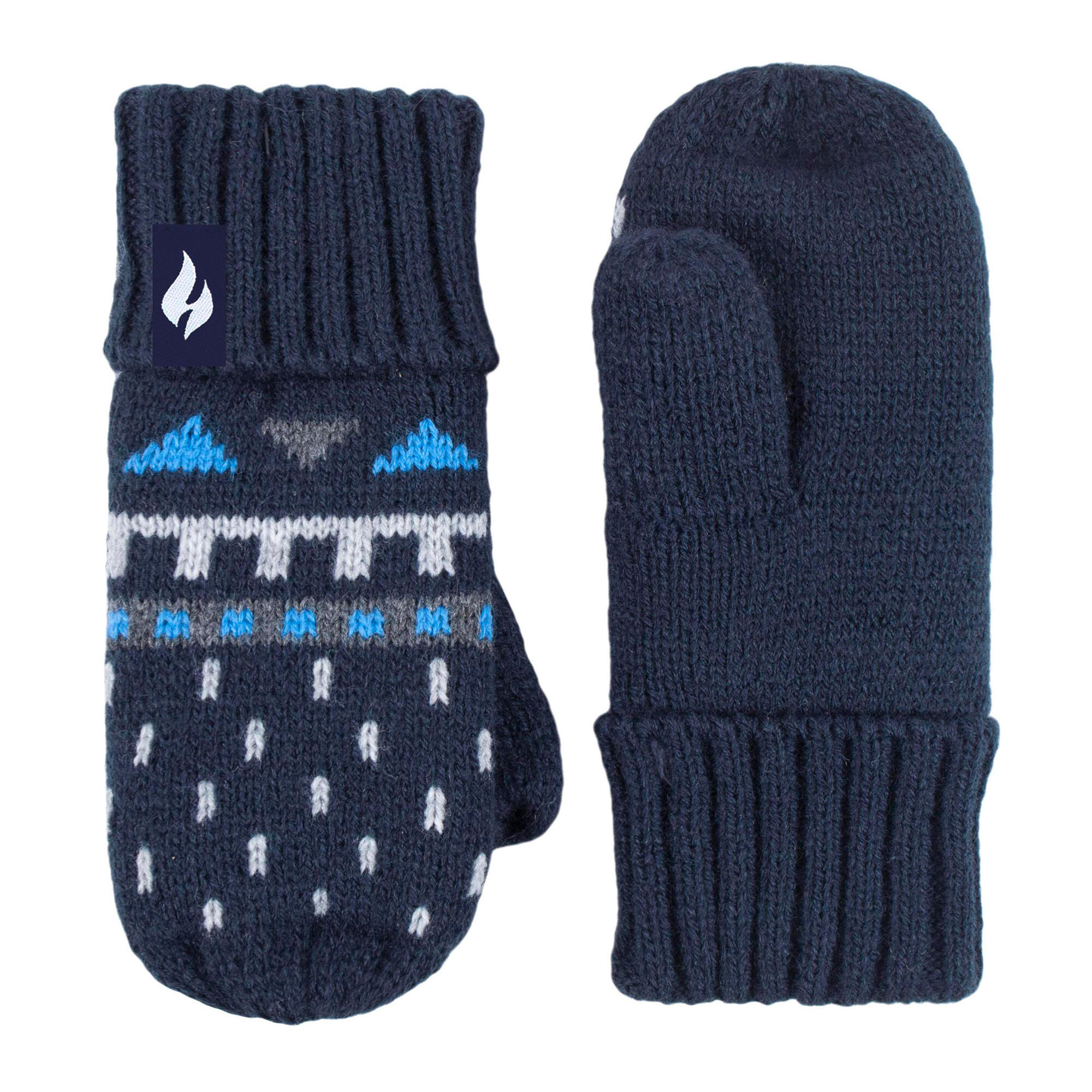 Heat Holders - Jungen Winter Muster Mütze Pompon mit Ohrenschutz und Fäustlinge 4/4