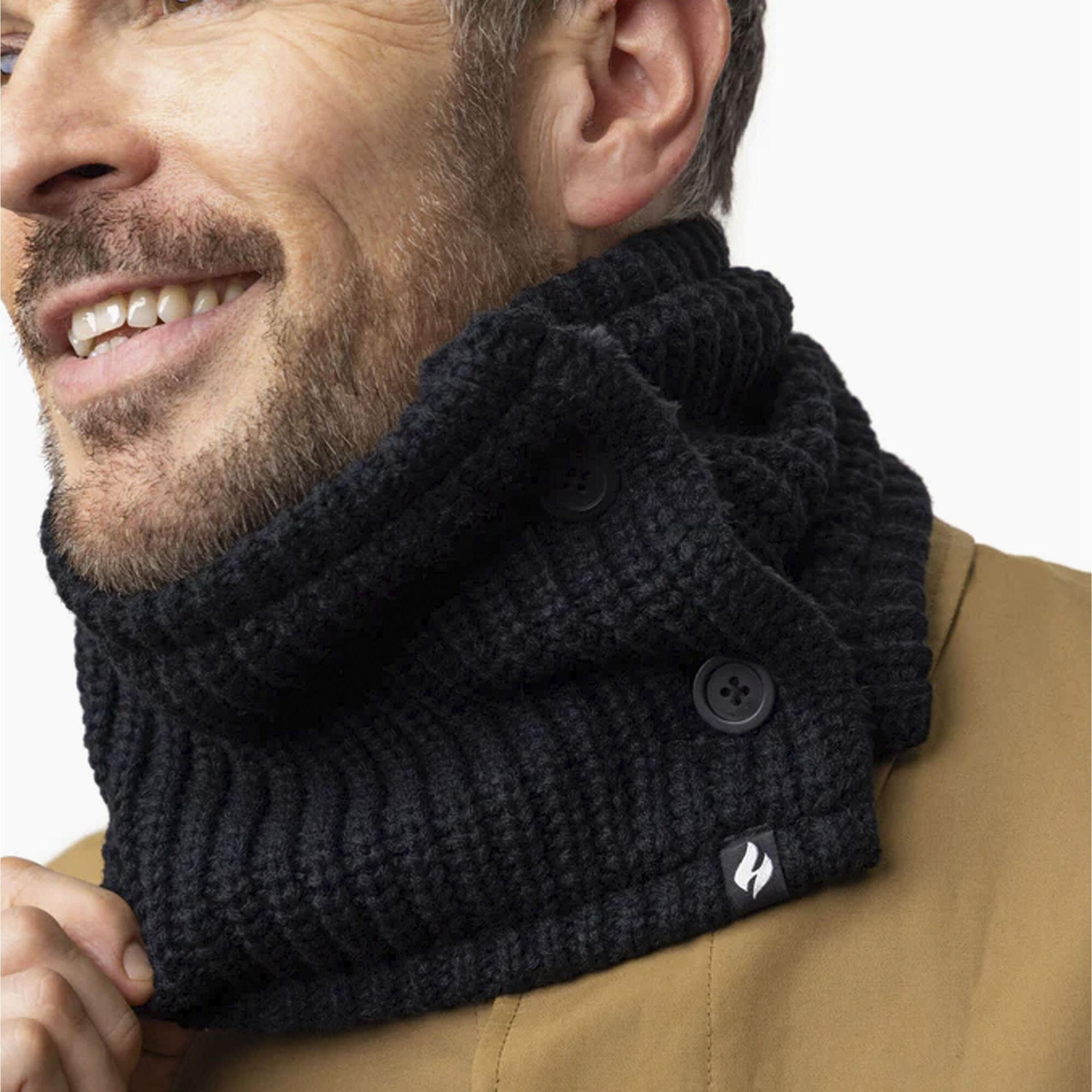 Heat Holders - Damen Winter Warme Plüsch Fleece Strick Halswärmer mit Tasten 4/4