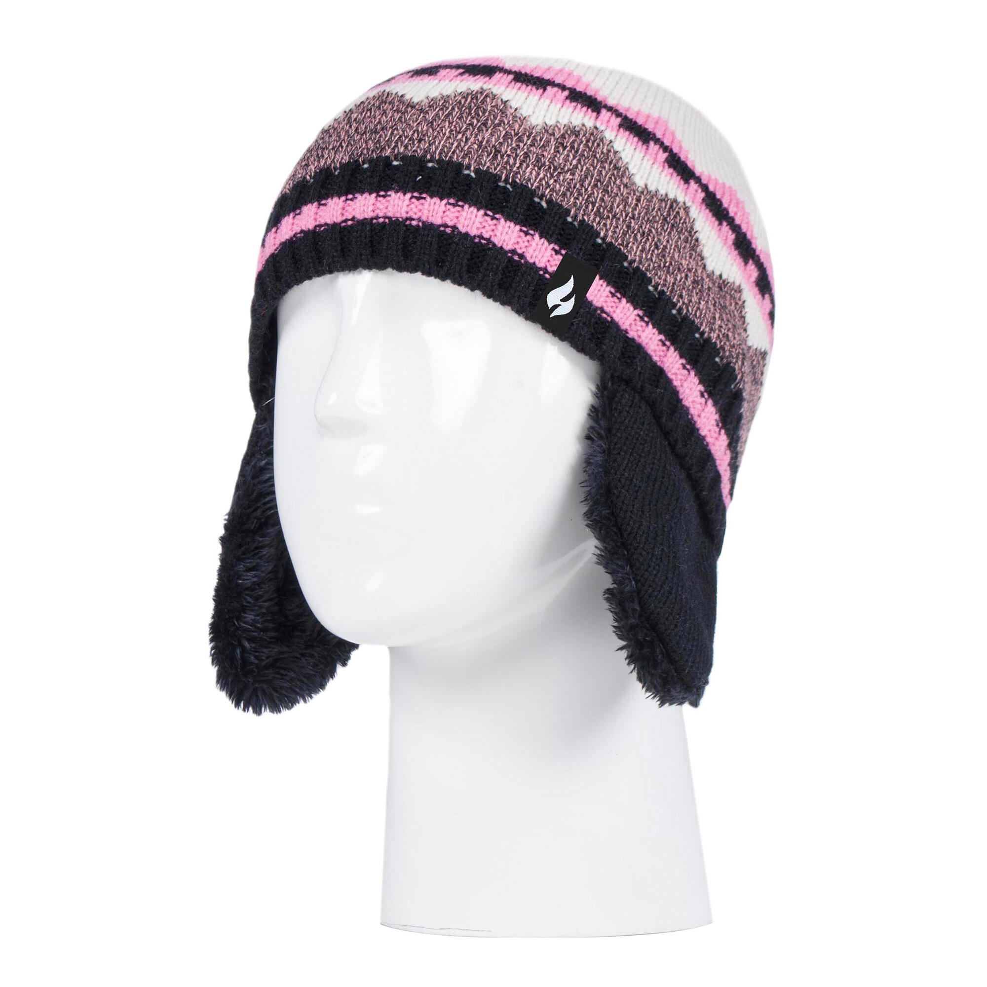Heat Holders - Mädchen Fäustlinge Mütze mit Schneeflocken Muster mit Pom Pom 3/4