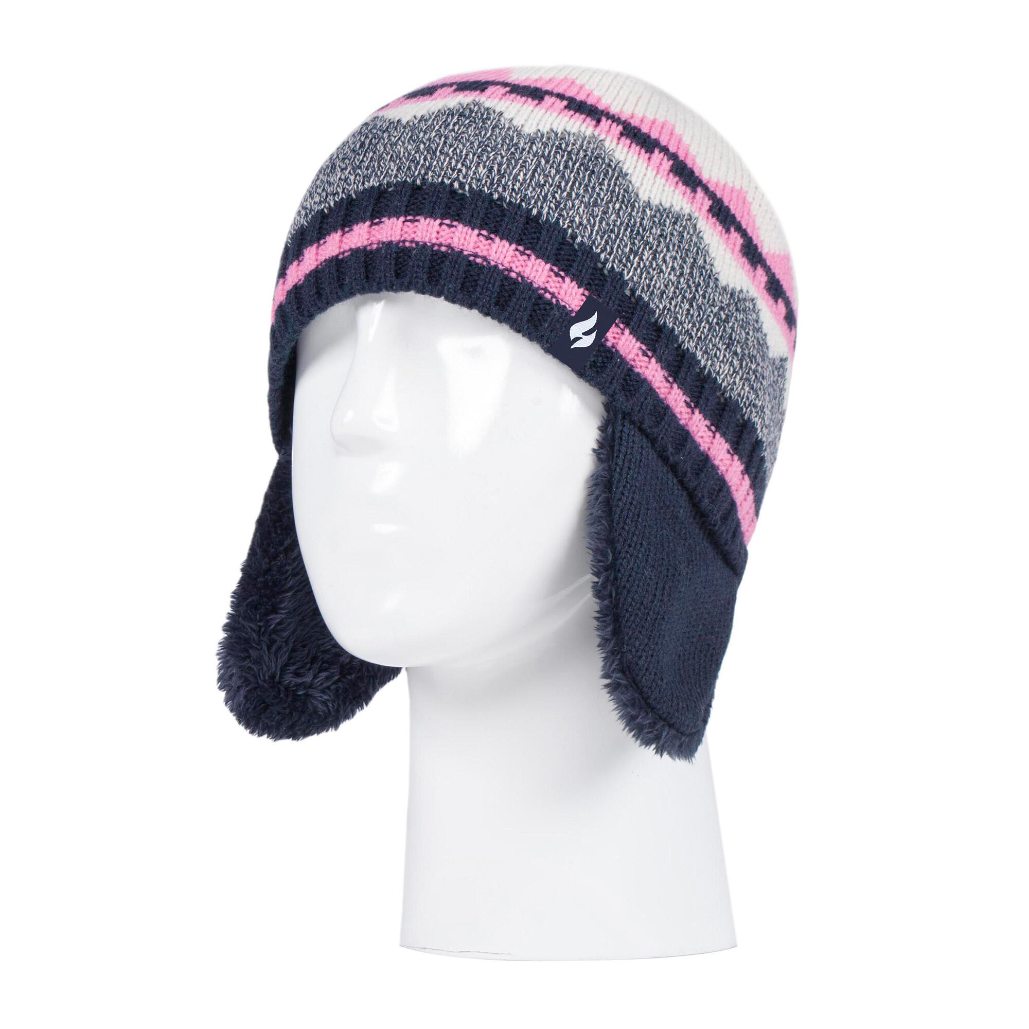 Heat Holders - Mädchen Fäustlinge Mütze mit Schneeflocken Muster mit Pom Pom 3/4