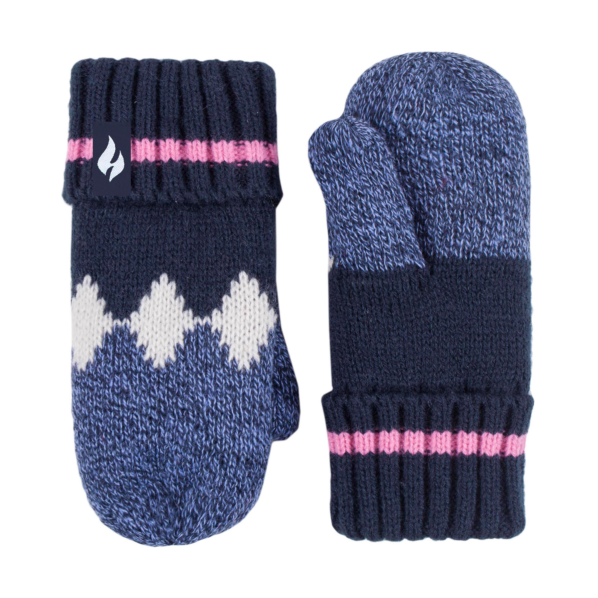 Heat Holders - Mädchen Fäustlinge Mütze mit Schneeflocken Muster mit Pom Pom 4/4