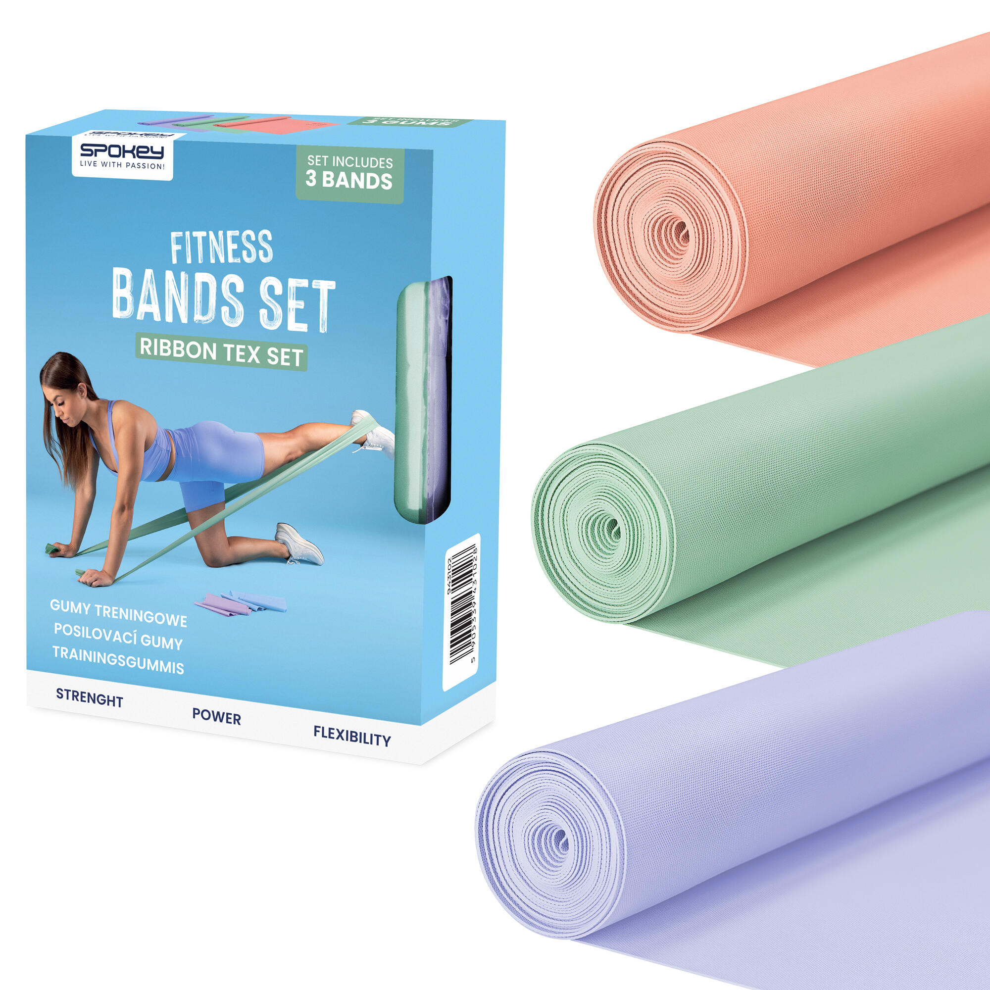 Zestaw 3 gum fitness treningowych Spokey Ribbon Tex Set 3/5
