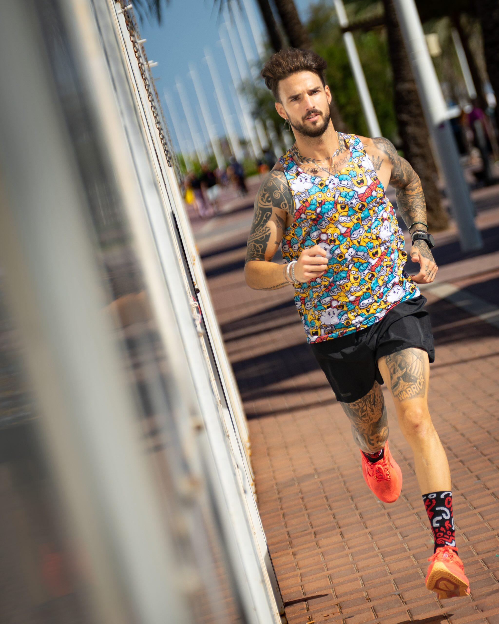 Canotta running EMOJI – Uomo – traspirante – colorata e divertente 3/4