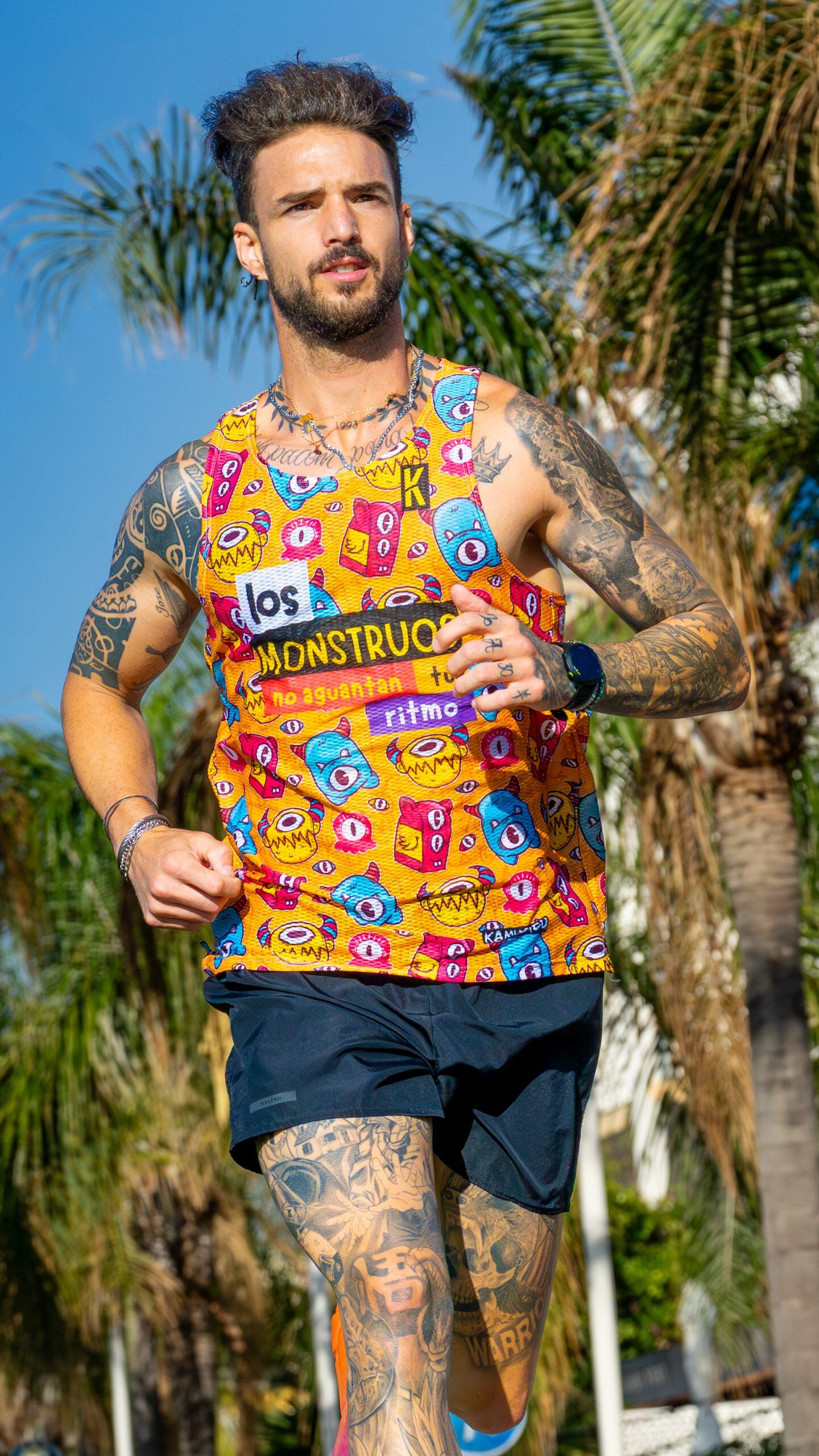 Canotta running MONSTRUOS – Uomo – traspirante – colore arancione 3/5