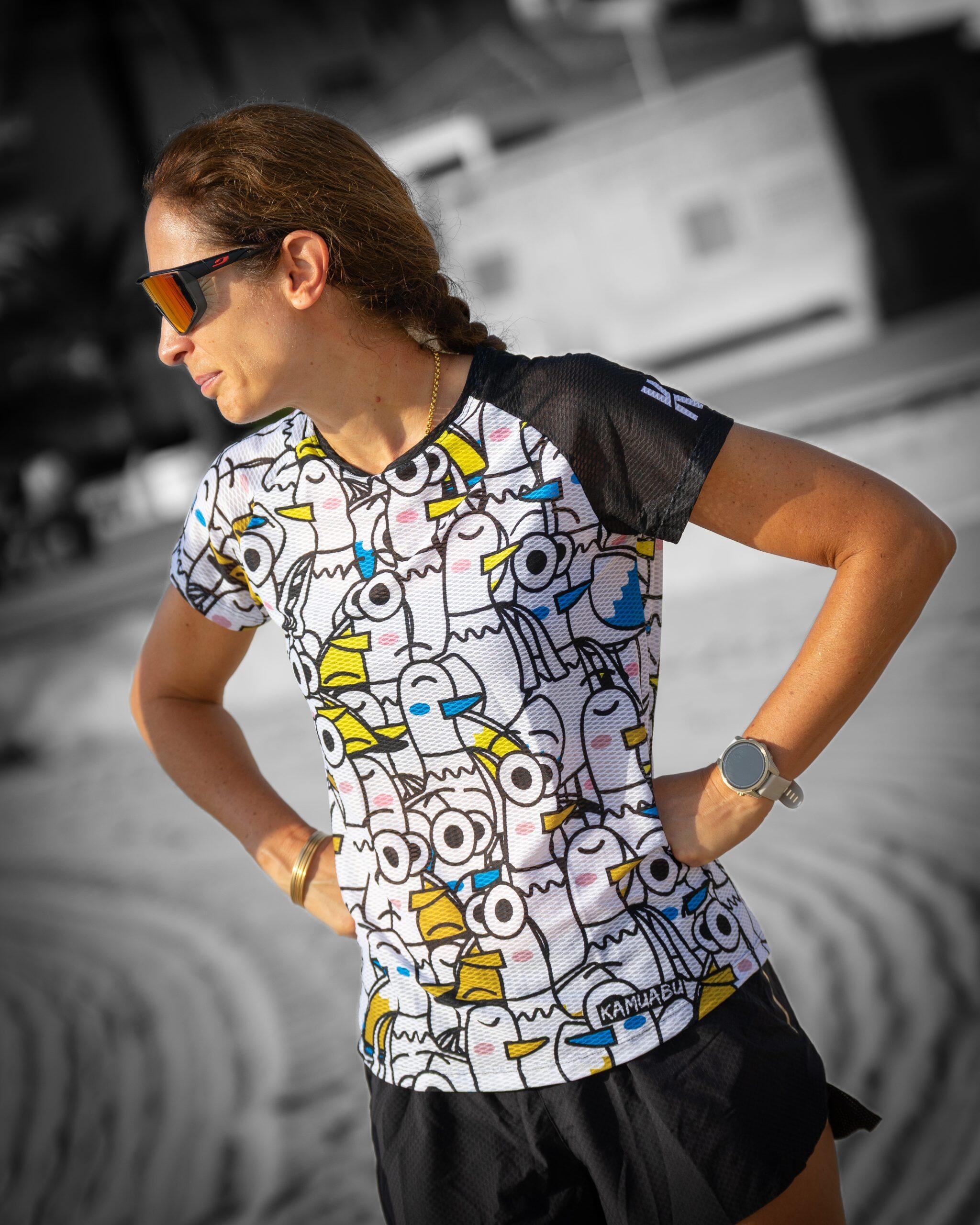 Camiseta running GAVIOTA IDIOTA – Mujer – rejilla transpirable 3/4