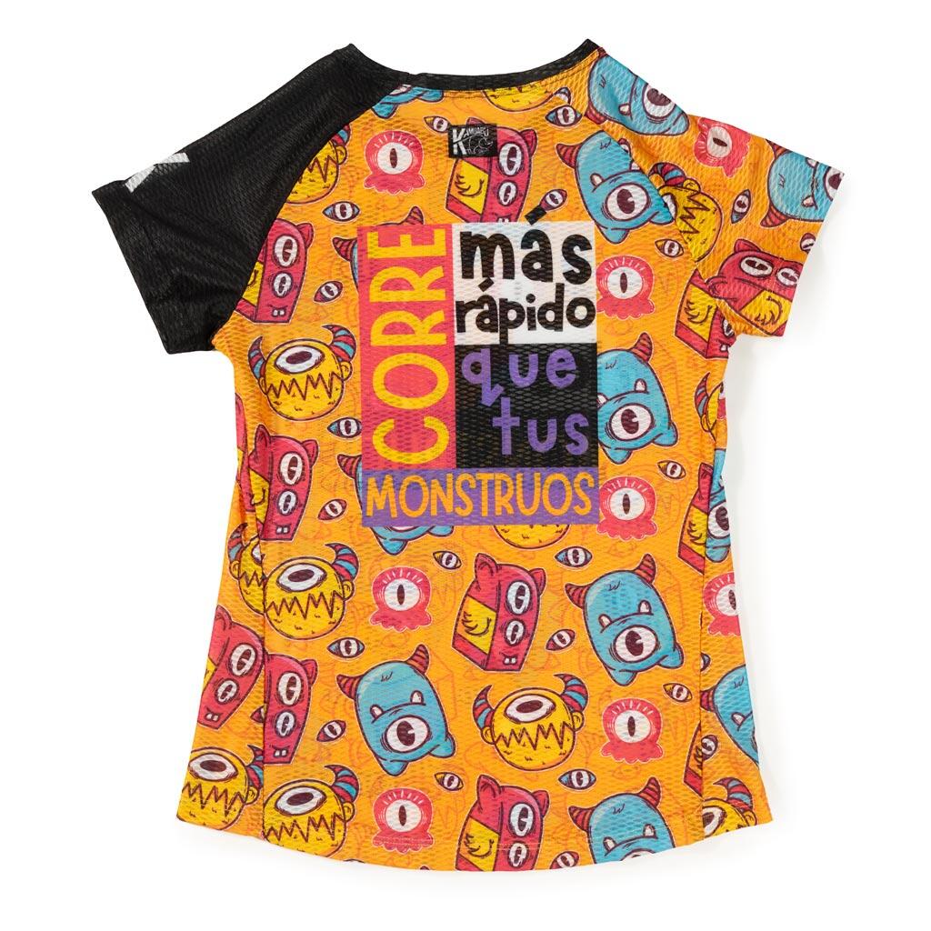 Camiseta running MONSTRUOS 2.0 – Mujer – transpirable – naranja 2/3