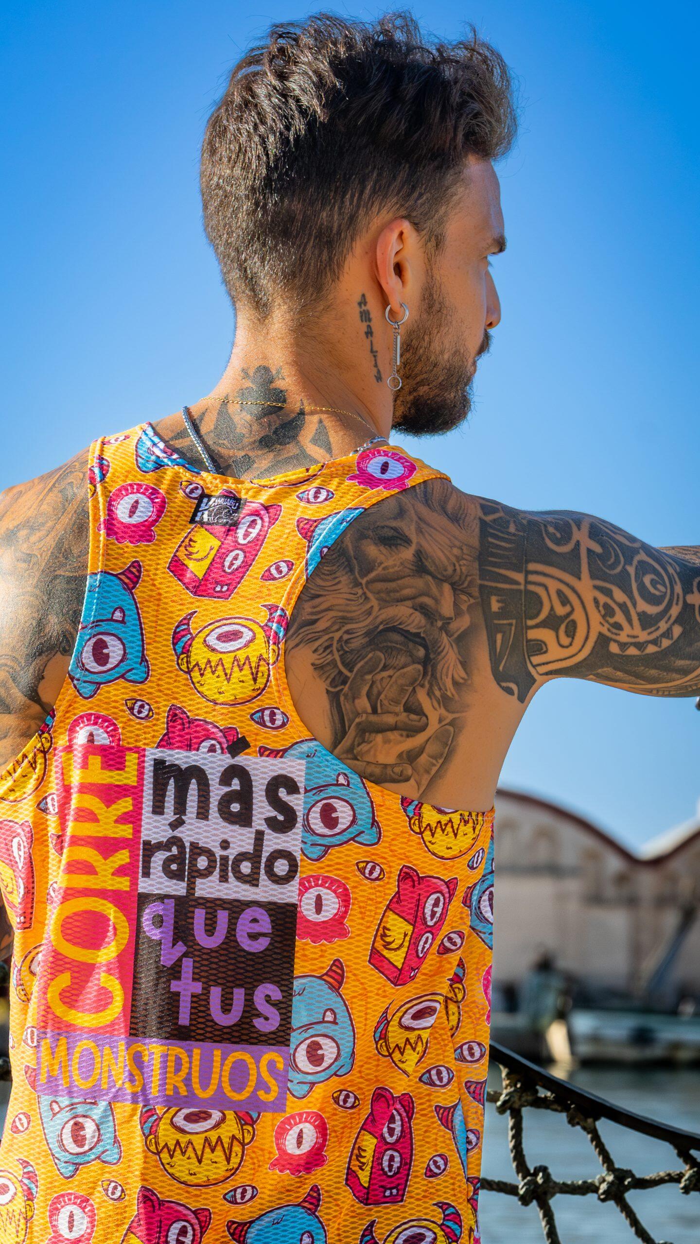 Canotta running MONSTRUOS – Uomo – traspirante – colore arancione 5/5