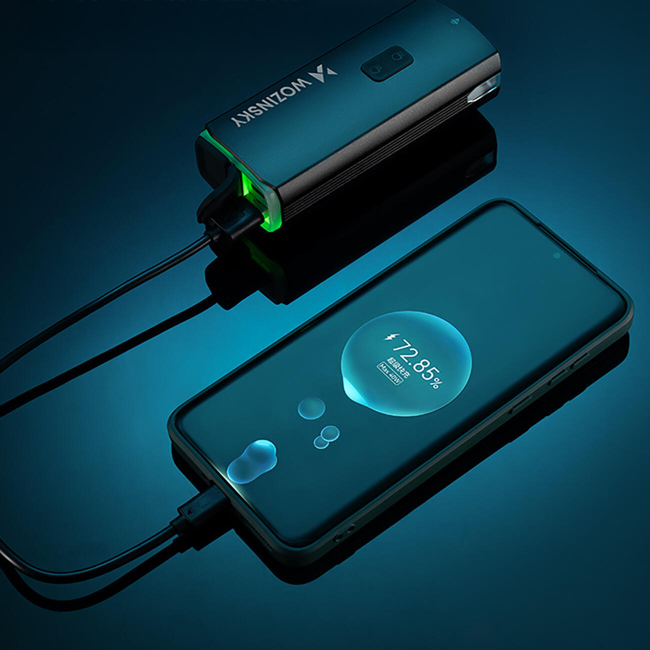 Éclairage avant pour vélo Wozinsky avec batterie externe USB-C 3000 lm 2/7