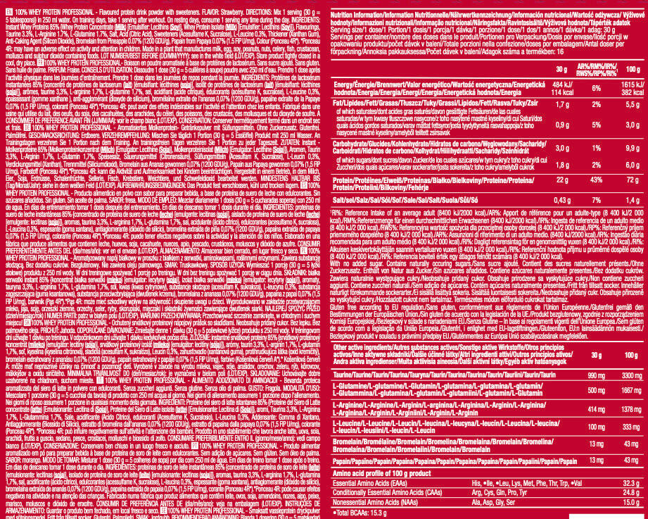 Wei-eiwit - 100% Wei Professioneel (500g) - Aardbei 3/4