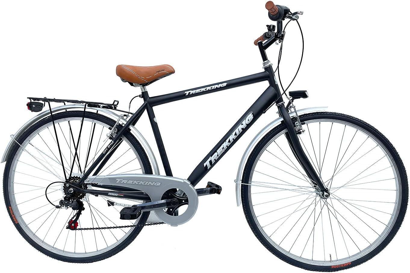 MADICKS Bicicletta Uomo Passeggio Misura 28 Bici Da Città Con Cambio Nero Vintage Retrò