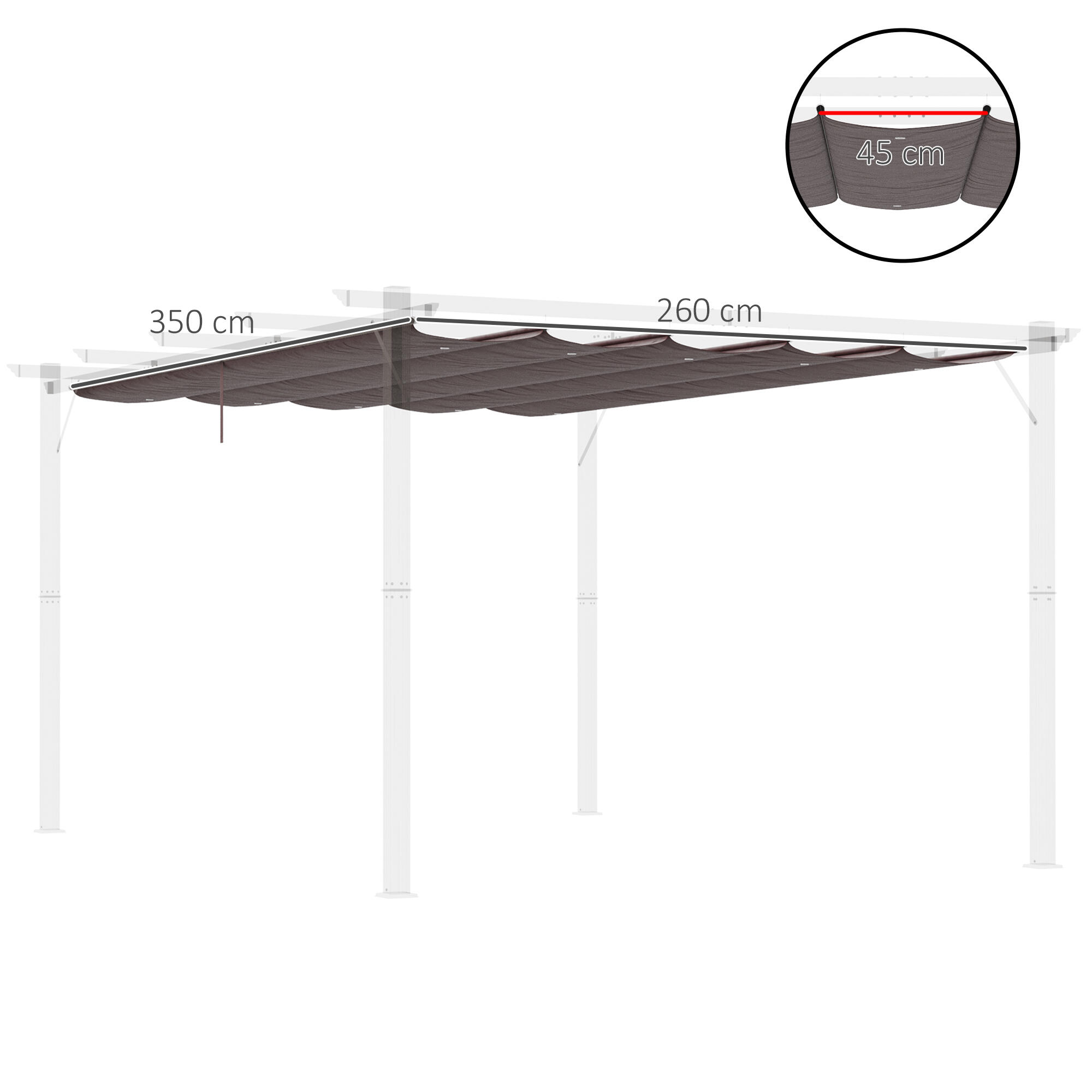 Cobertura para pérgola 3,5x2,5 m café Outsunny 3/7
