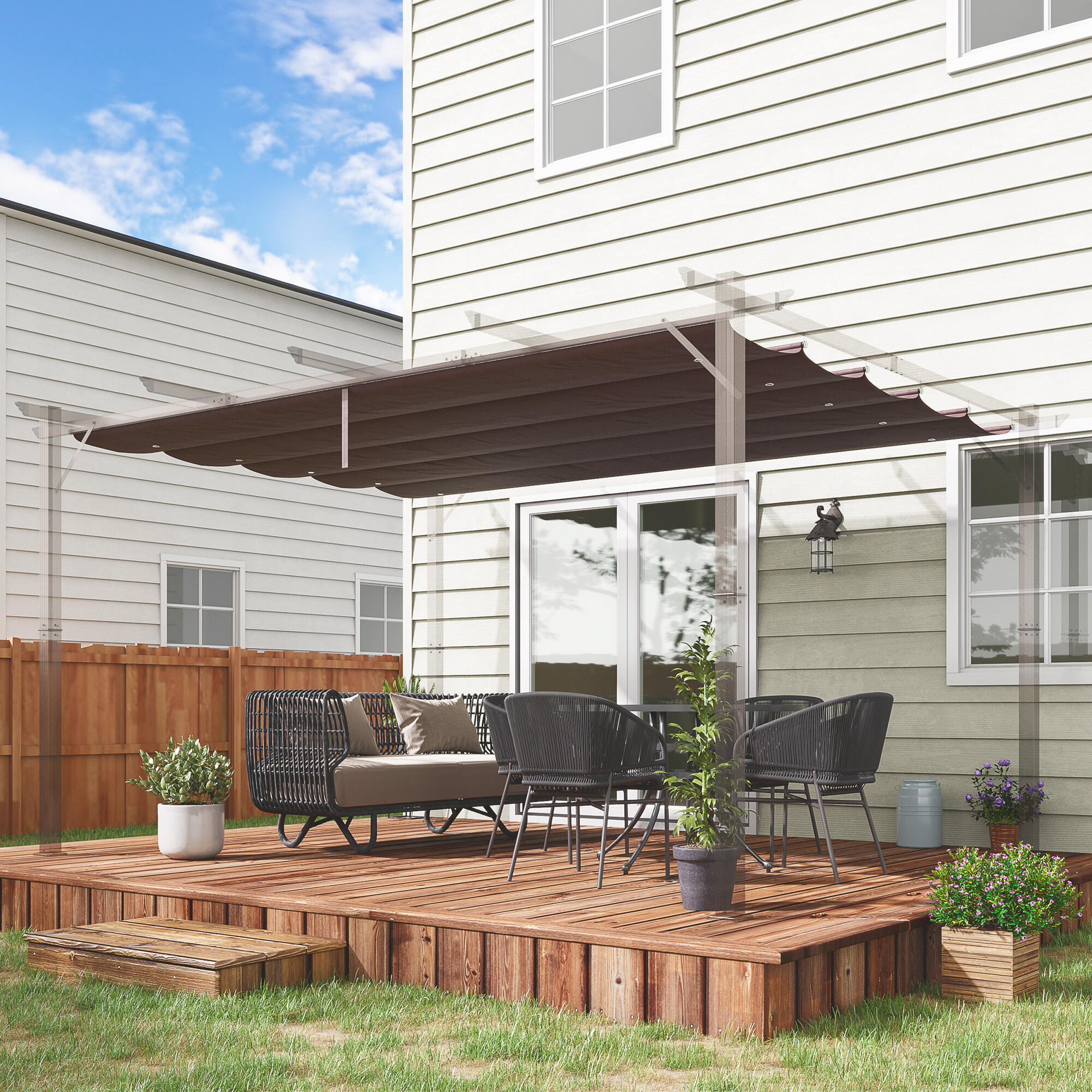 Cobertura para pérgola 3,5x2,5 m café Outsunny 2/7