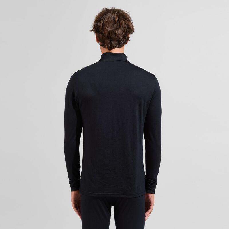 ODLO Baselayer Top Lange Mouwen Halve Rits Merino 2 Thermoshirt ZWART L