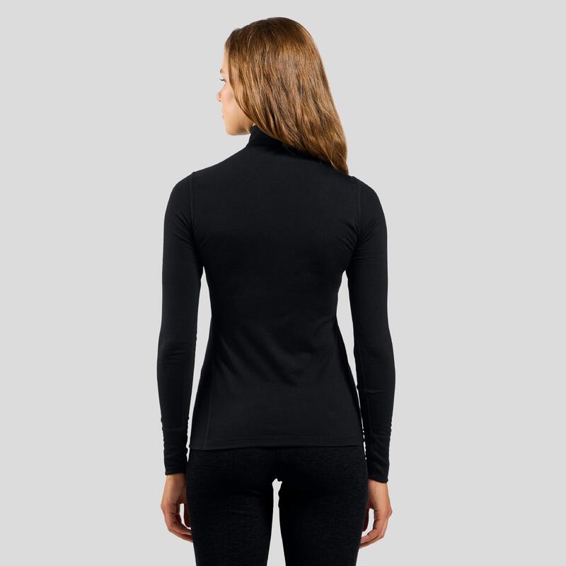 ODLO Baselayer Top Lange Mouwen Halve Rits Merino 2 Thermoshirt ZWART L