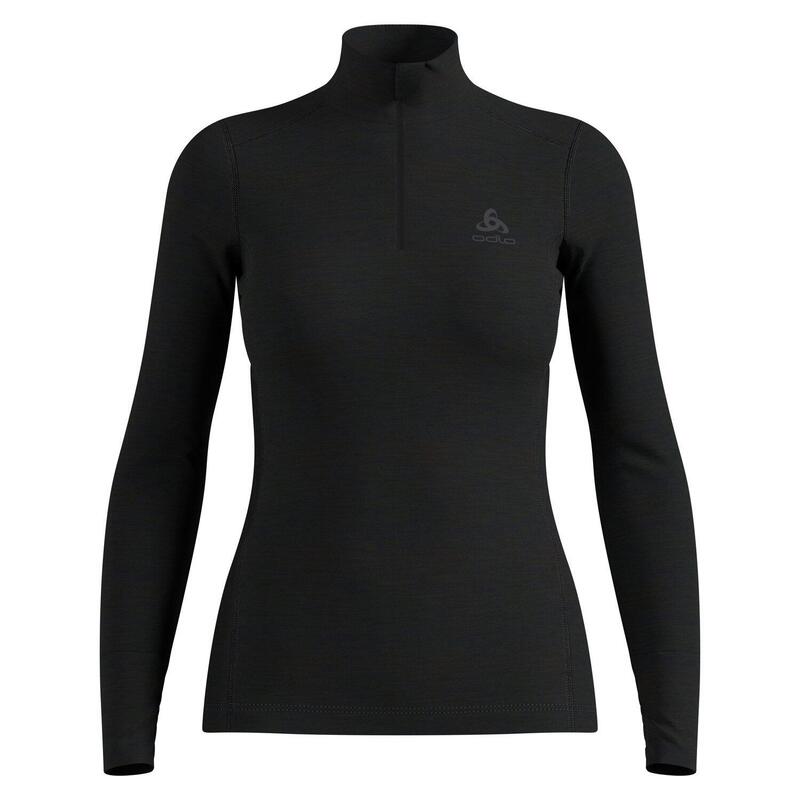 ODLO Baselayer Top Lange Mouwen Halve Rits Merino 2 Thermoshirt ZWART L