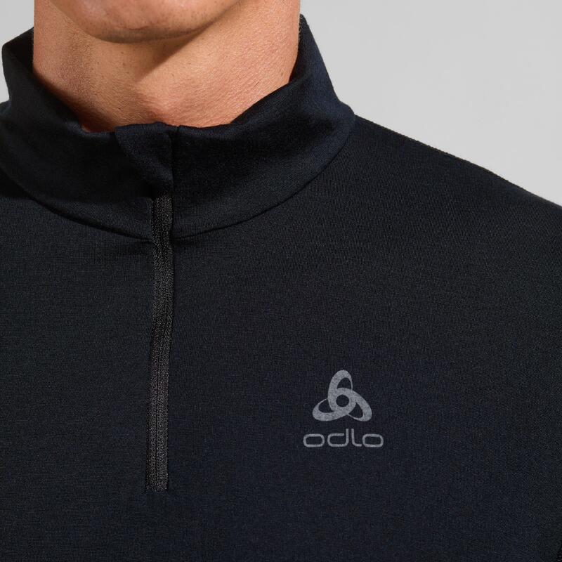 ODLO Baselayer Top Lange Mouwen Halve Rits Merino 2 Thermoshirt ZWART L