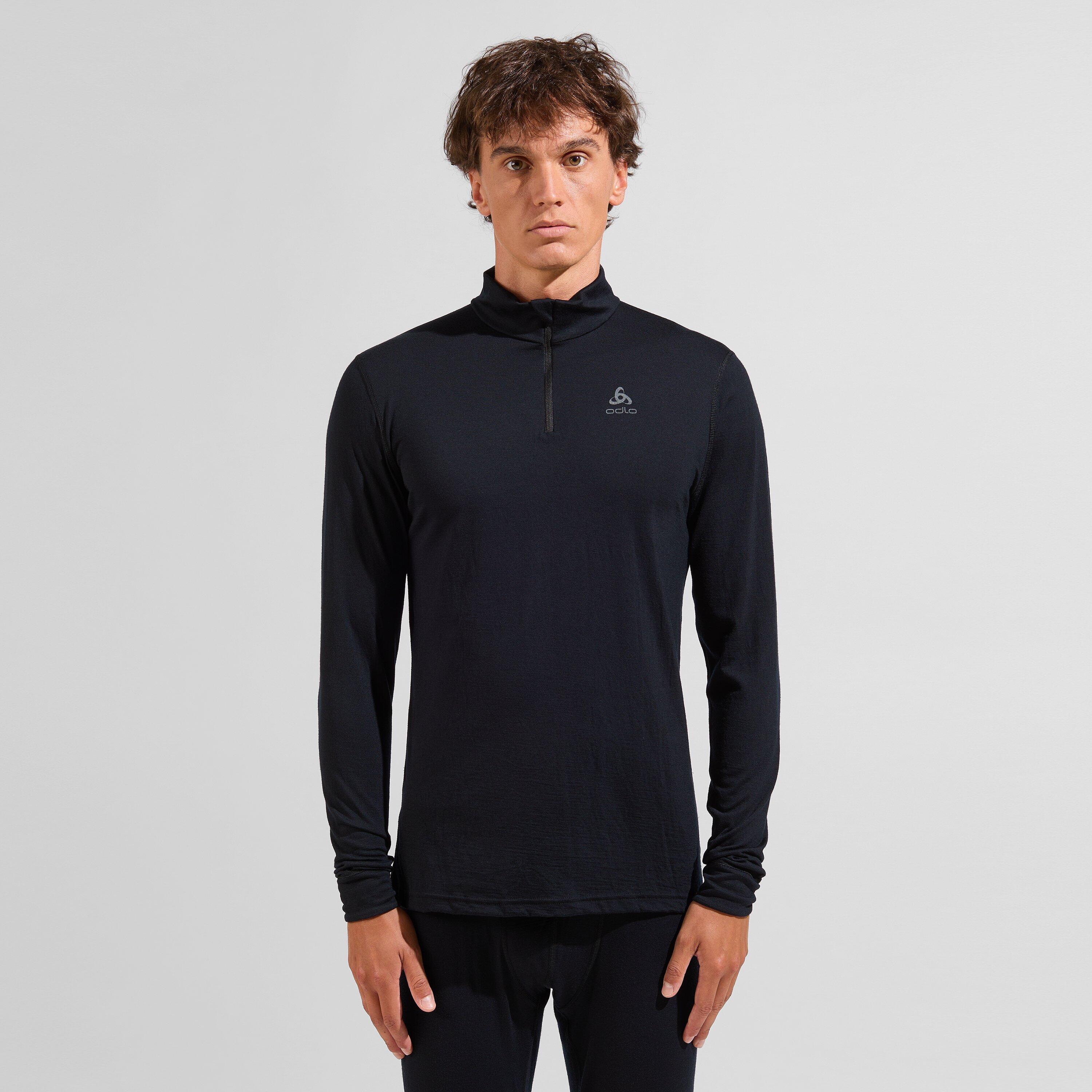 ODLO Baselayer Top Lange Mouwen Halve Rits Merino 2 Thermoshirt ZWART XL