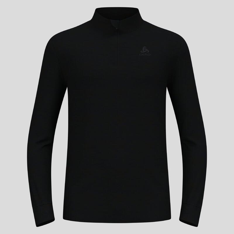 ODLO Baselayer Top Lange Mouwen Halve Rits Merino 2 Thermoshirt ZWART L