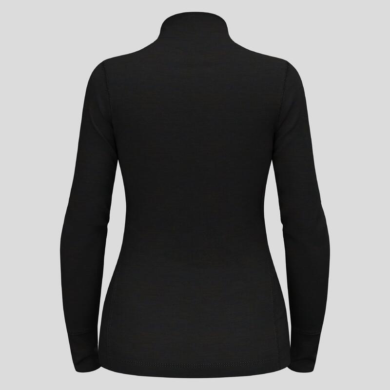 ODLO Baselayer Top Lange Mouwen Halve Rits Merino 2 Thermoshirt ZWART L