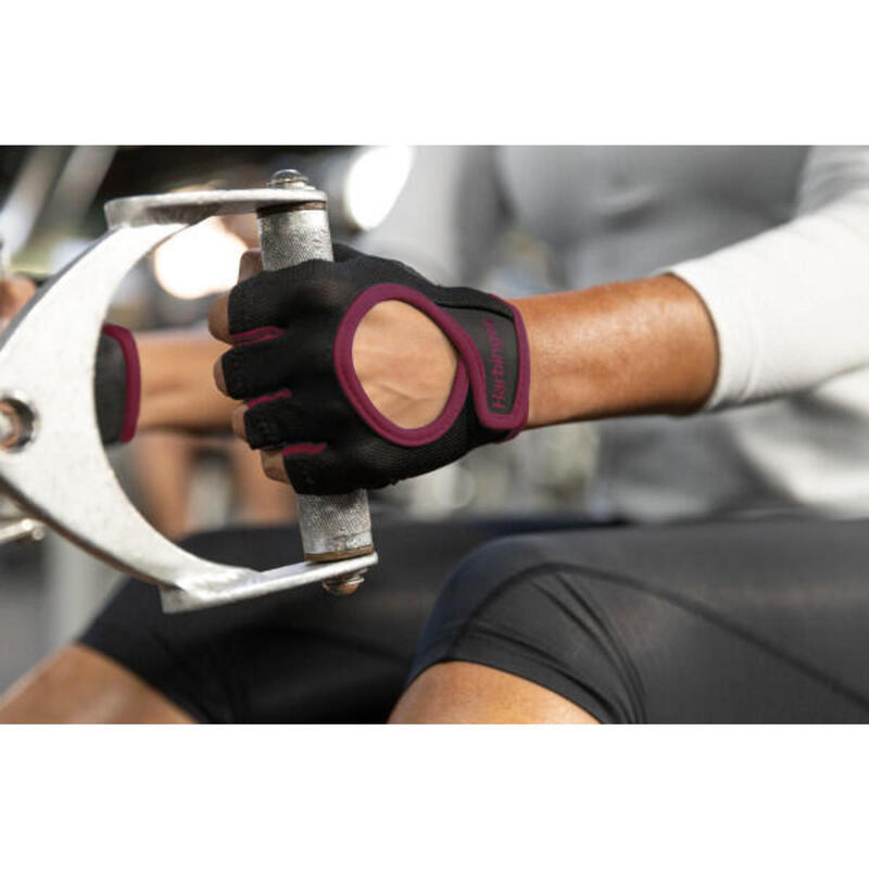 Gants de fitness Harbinger Power Stretchback pour femmes - Noir / Rouge - M