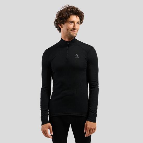 Top base layer a collo alto con mezza zip Active Warm da uomo ODLO