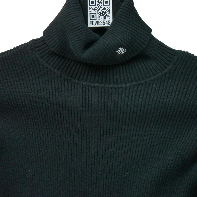 Pull Col Roulé Noir Femme En Laine - Marque Aquarelle, Taille L, Occasion Très Bon état