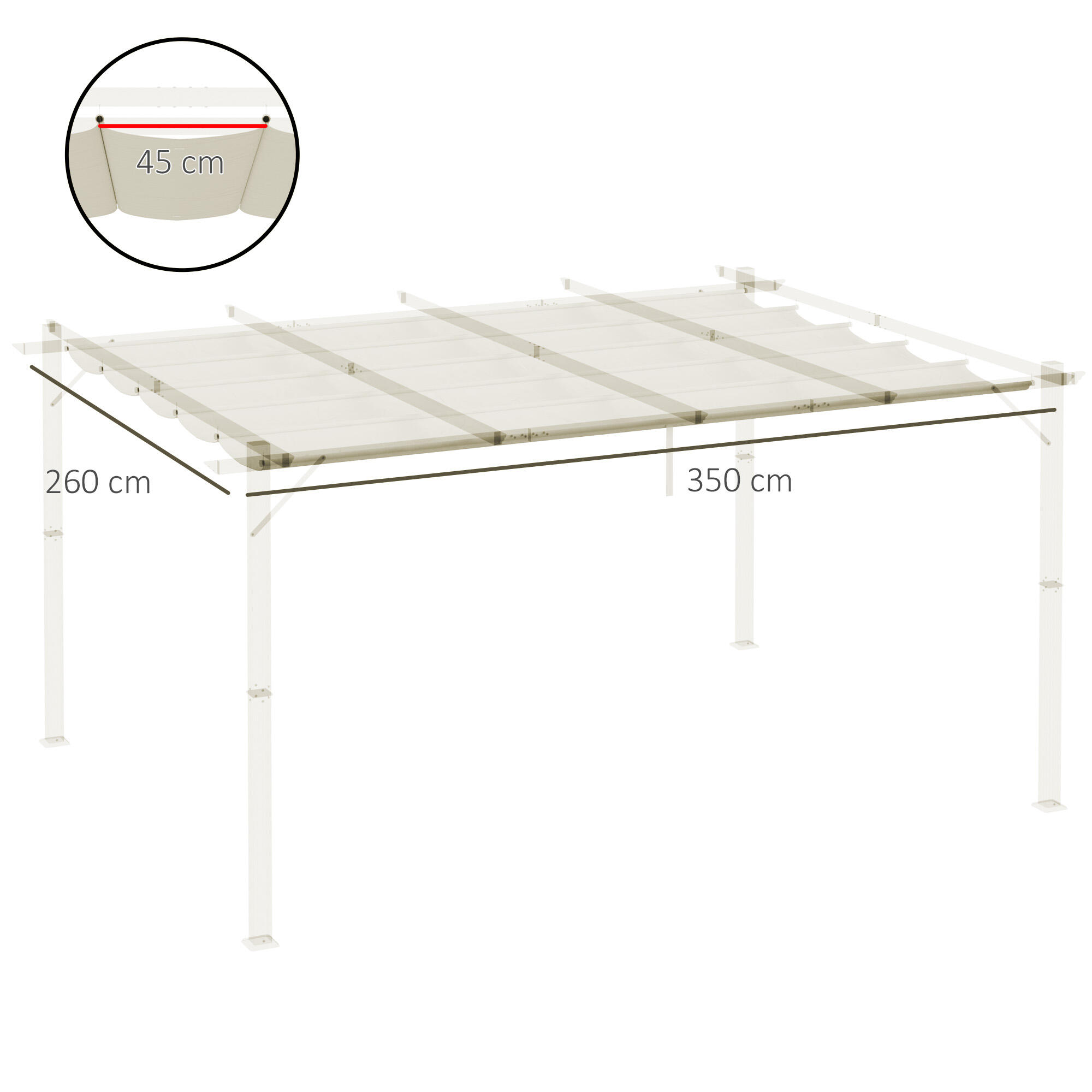 Cobertura para pérgola 3,5x2,5 m creme branco Outsunny 3/7