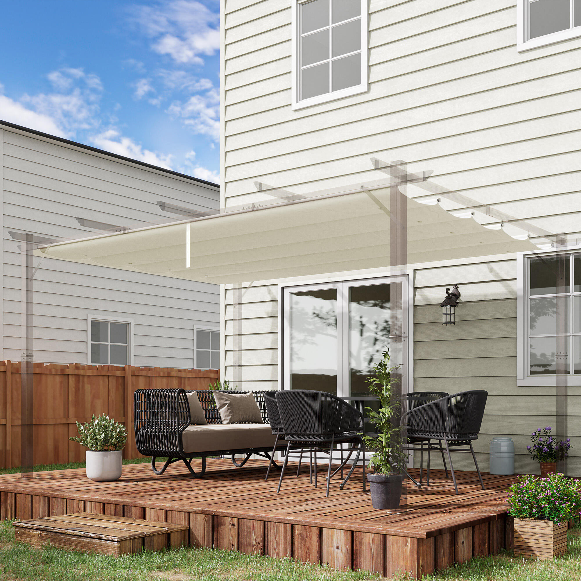 Cobertura para pérgola 3,5x2,5 m creme branco Outsunny 2/7