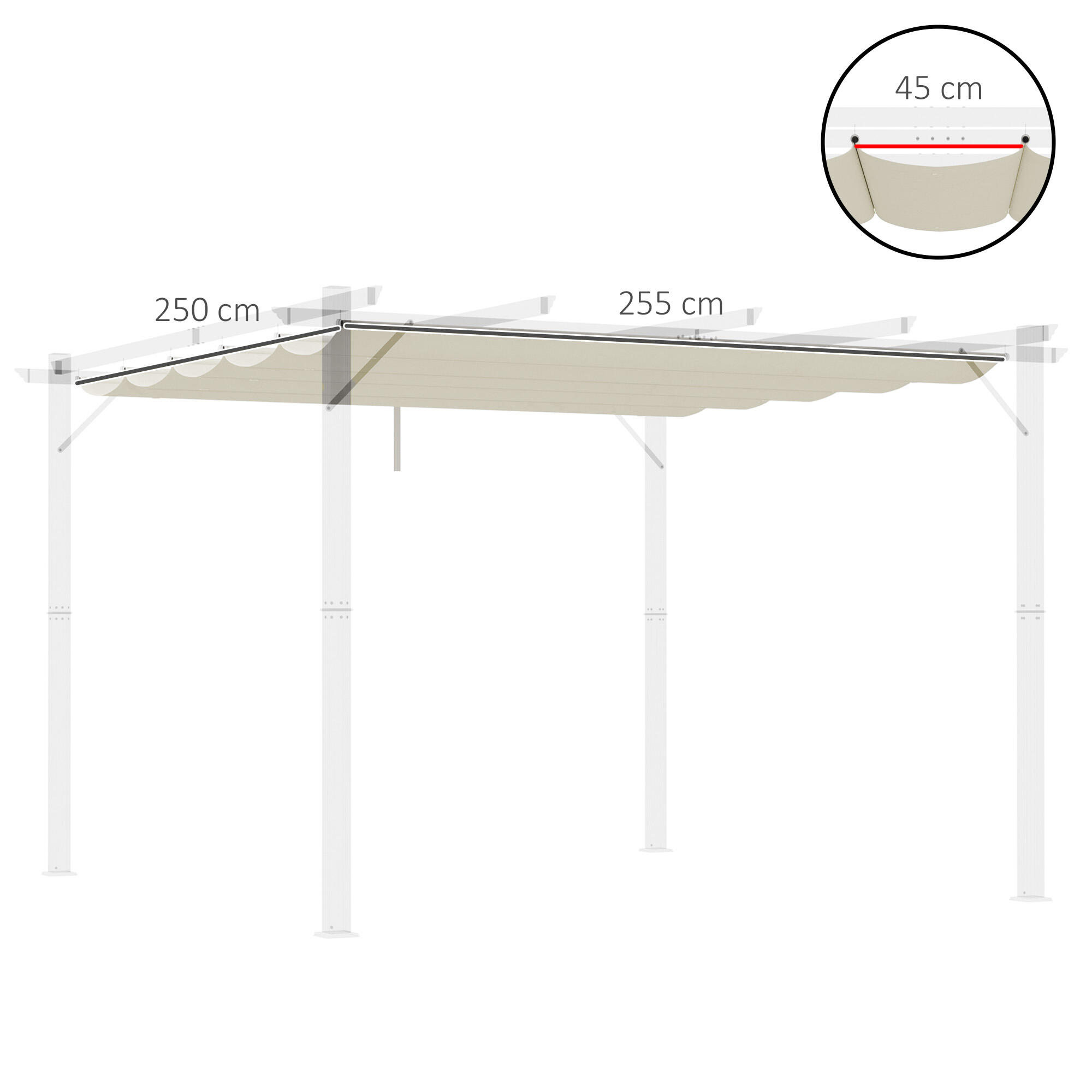 Cobertura para pérgola 250x255x6 cm creme branco Outsunny 3/7
